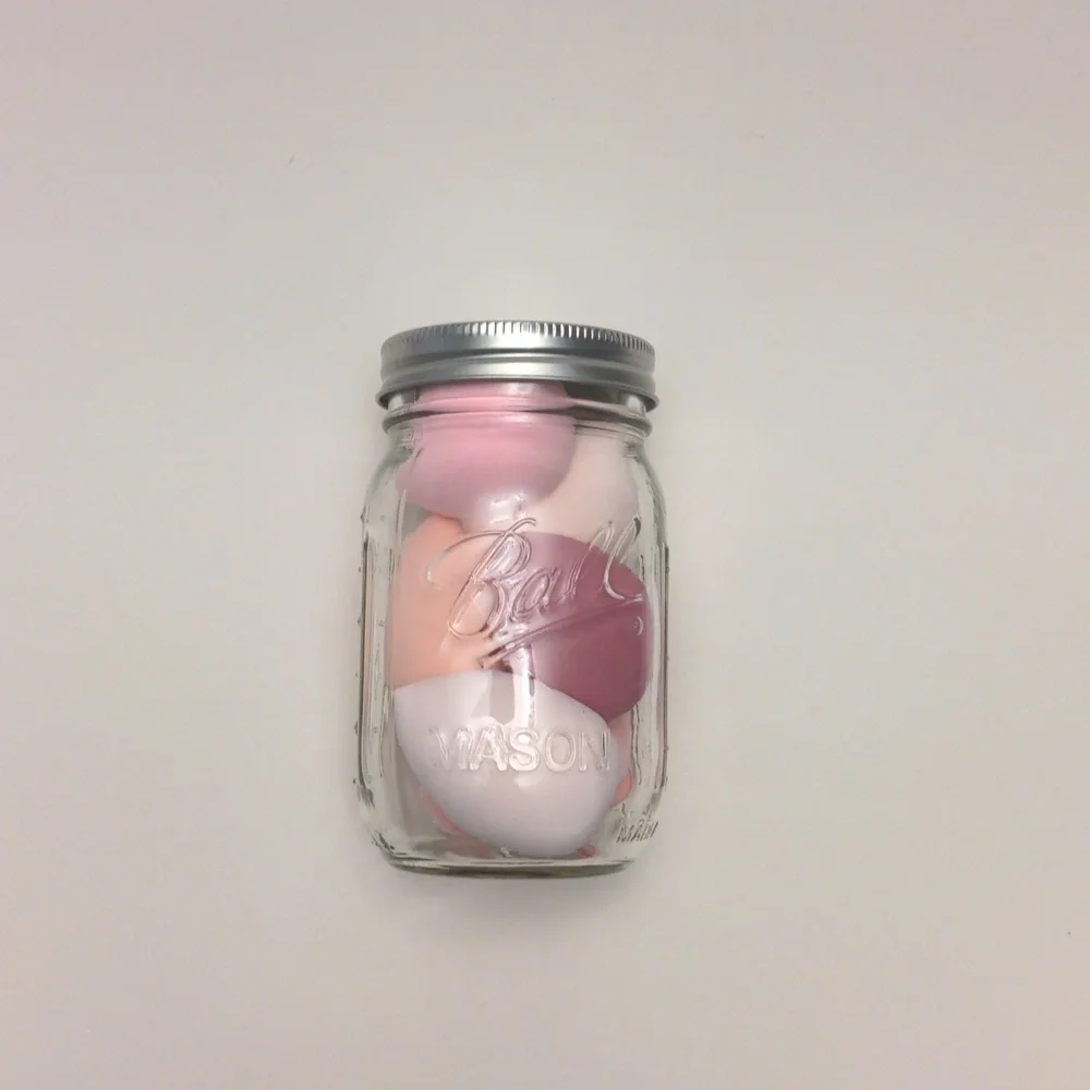 Beauty Blenders in Glass Mason Jar Pink set of 7